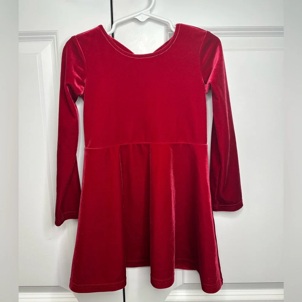 The Children’s Place Girls Red Velvet Criss Cross Back Dress (Size 3T)